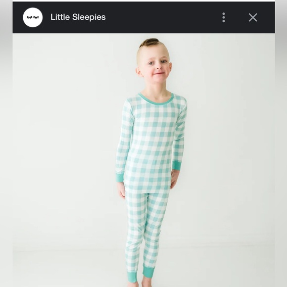 Little sleepies 3T aqua Gingham Two-Piece Pajama Set - Picture 5 of 5